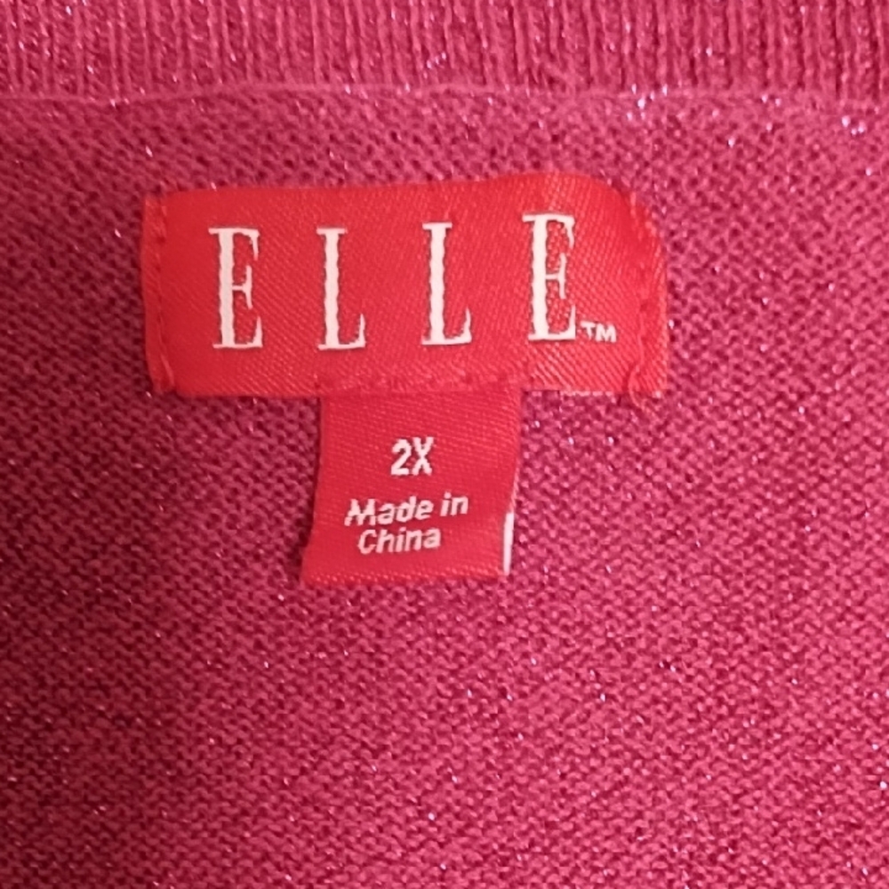 Elle Women's Rich Pink Crew Neck Sweater - Picture 2 of 7